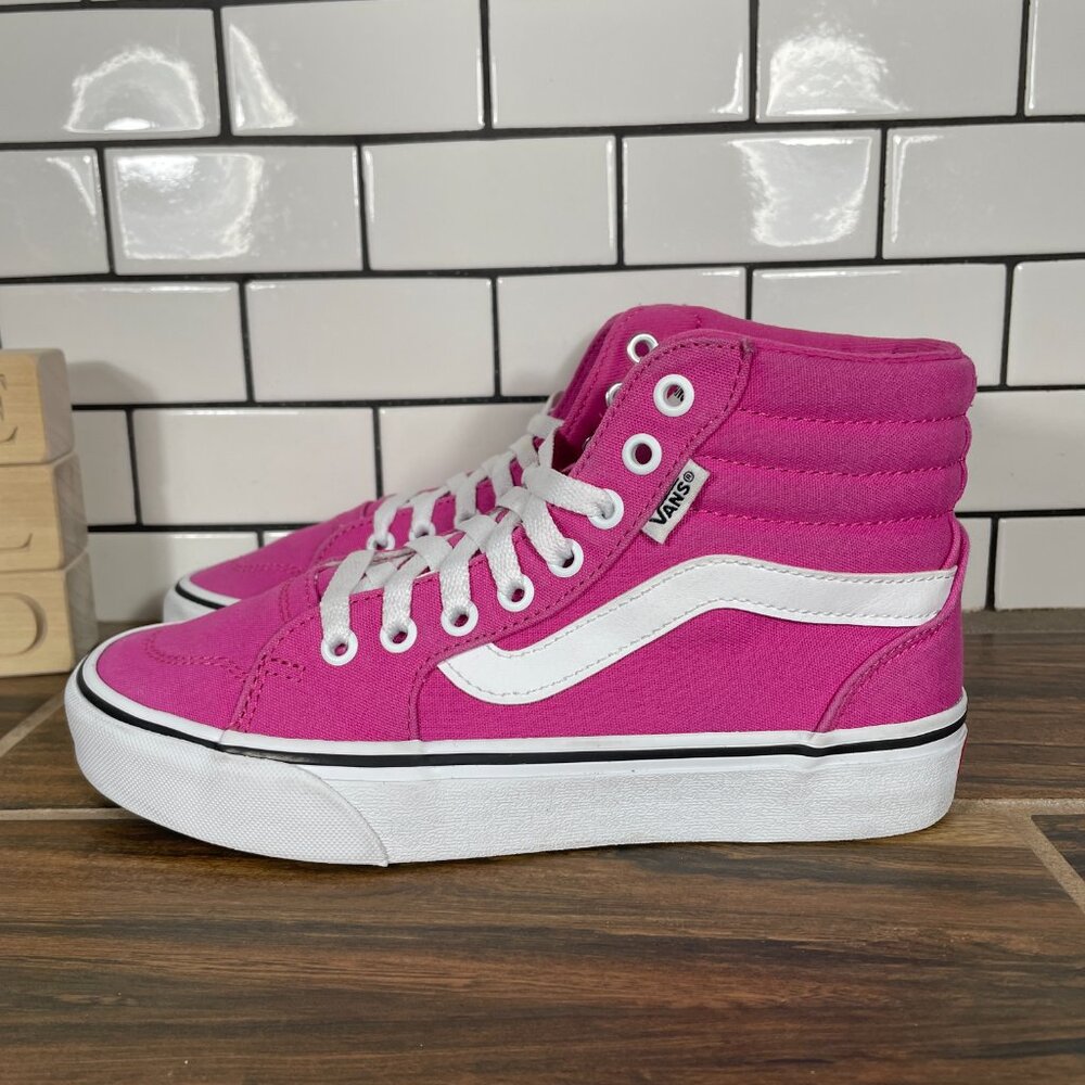 Vans Filmore Hi Shoes Womens Size 6.5 Fuschia Canvas Lace Up Skate Sneakers